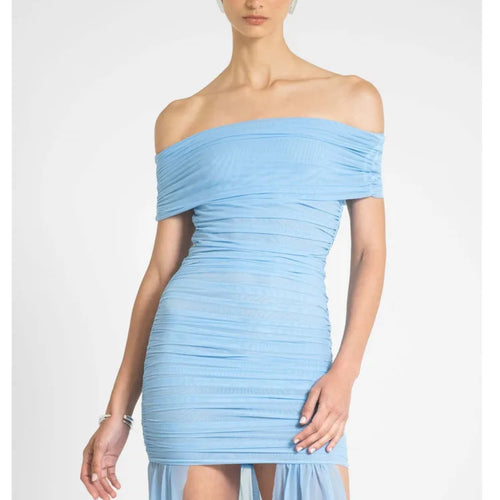 Load image into Gallery viewer, Elegant Sleeveless One Shoulder Mesh Patchwork Elastic Tight Dress Women Sexy Backless Perspective Party Club Vestido
