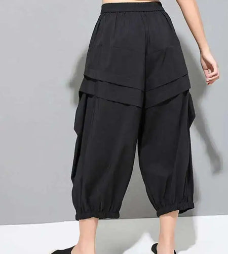 High Elastic Waist Black Pleated Casual Pants New Loose Fit Trousers Women Fashion Tide Spring Autumn 2025 1DF4770