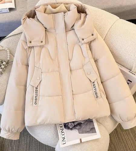 Korean Fashion Women 2024 New Black Beige Elegant Plus Size Jacket Winter Pink Thick Short Down Cotton Coat Casual Simplicity