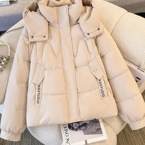 Load image into Gallery viewer, Korean Fashion Women 2024 New Black Beige Elegant Plus Size Jacket Winter Pink Thick Short Down Cotton Coat Casual Simplicity
