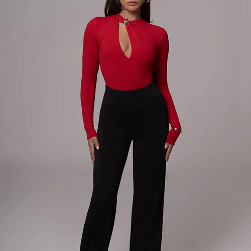 Load image into Gallery viewer, Sexy Hollow Out Long Sleeved High Elasticity Tight Fitting Bodysuit Women Irregular Jumpsuit Casual Party Club Rompers
