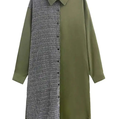 Load image into Gallery viewer, Women Black Color-block Big Size Midi Shirt Dress New Lapel Long Sleeve Loose Fit Fashion Tide Spring Autumn 2025 1DH2095
