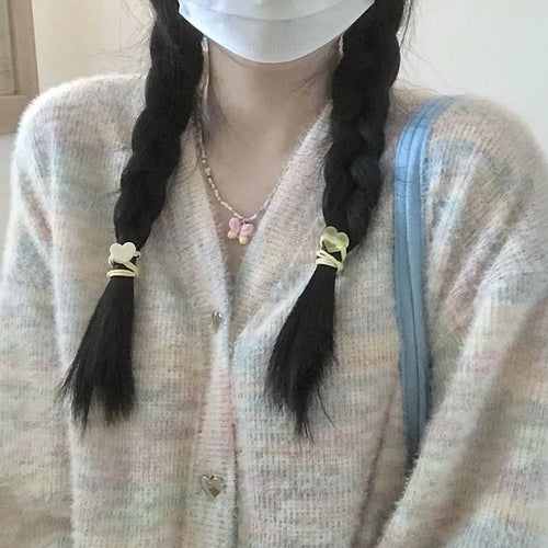 Load image into Gallery viewer, Cute Iridescence Knitted Cardigans Loose Sweet Y2k Aesthetic Single Breaste Tops Contrast Color Grunge Harajuku Sweaters Women
