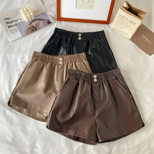 Load image into Gallery viewer, Korean Version New Black Elastic High Waist Short Pant Fashion Brown Khaki Pleated Wide Leg Shorts Autumn Winter Versatile Trend
