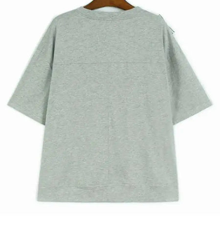 Women White Ruffles Color-block Big Size T-shirt New Round Neck Short Sleeve Fashion Tide Spring Summer 2025 1DJ0182