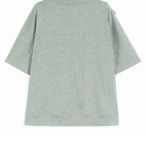 Load image into Gallery viewer, Women White Ruffles Color-block Big Size T-shirt New Round Neck Short Sleeve Fashion Tide Spring Summer 2025 1DJ0182
