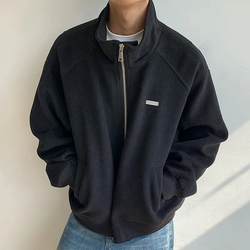 Load image into Gallery viewer, Korean Style Men&#39;s Jackets Loose Thickened Stand Collar Woolen Tops Cotton Solid Color Casual Male Coats Winter Chic 9C8929
