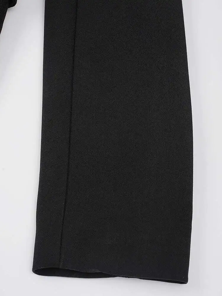 Women Black Double Breasted Color-block Mini Blazer Dress New Lapel Long Sleeve Fashion Tide Spring Autumn 2025 CPDB254