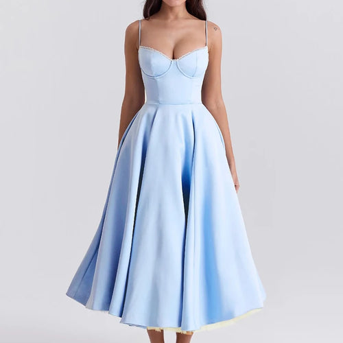 Load image into Gallery viewer, Elegant A-line Backless Sexy Midi Dress For Women Fashion Spaghetti Strap Sleeveless Loose Club Party Sexy Dress New
