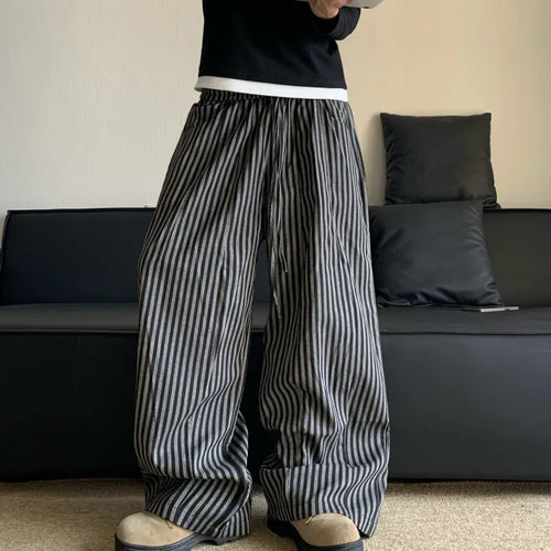 Load image into Gallery viewer, Loose Fit Vertical Stripe Men&#39;s Casual Pants Elastoc Waist American Style Male Fashion Trend 2024 Autumn new 24E2626
