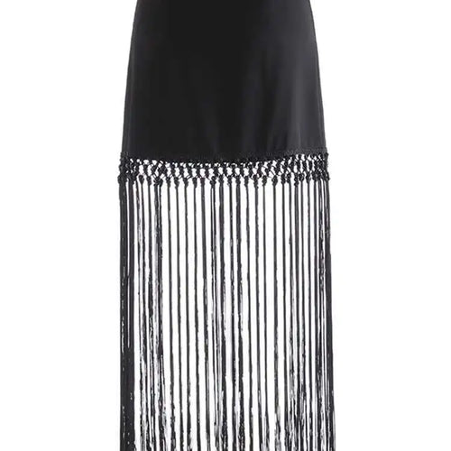 Load image into Gallery viewer, High Waist Black White Nailed Tassels Elegant A-line Half-body Skirt Women Fashion Tide New Spring Autumn 2025 1DH9909
