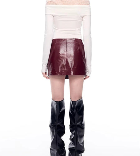 Solid Spliced Lace Up Slimming T Shirts For Women Slash Neck Long Sleeve Minimalist T Shirt Female Fashion Style