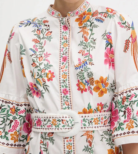 Printing Spliced Belt Casual Dresses for Women O Neck Half Sleeves Patchwork Folds Fashion Dress Female Clothes New