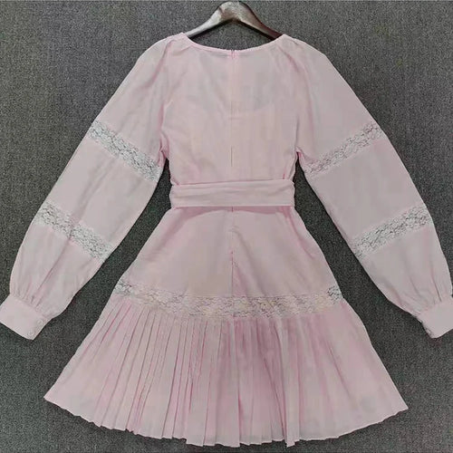 Load image into Gallery viewer, Korean Plain Dress For Women Round Neck Loose Long Sleeve Patchwork Bowknot High Waist Mini Dresses Female 2022 Spring Style
