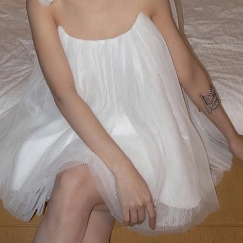 Load image into Gallery viewer, Solid Spliced Appliques Loose Mini Dresses For Women Strapless Sleeveless High Waist Temperament Dress Female New
