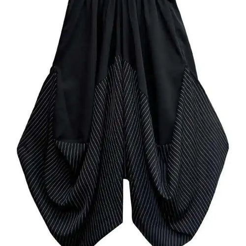 Load image into Gallery viewer, High Elastic Waist Black Irregular Striped Pants New Loose Fit Trousers Women Fashion Tide Spring Autumn 2025 1DF4666
