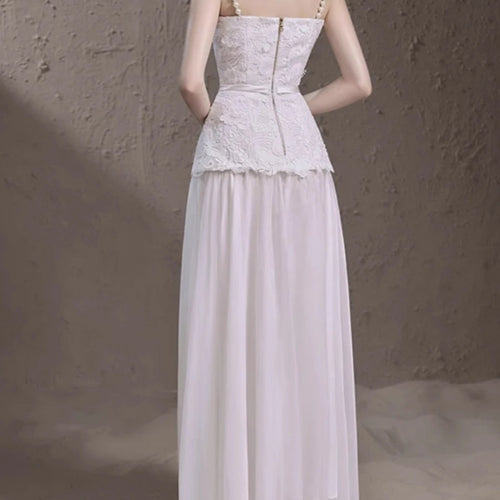 Load image into Gallery viewer, Solid Spliced Mesh Slimming Dresses For Women Strapless Sleevelss High Waist Temperament Dress Female Fashion Style
