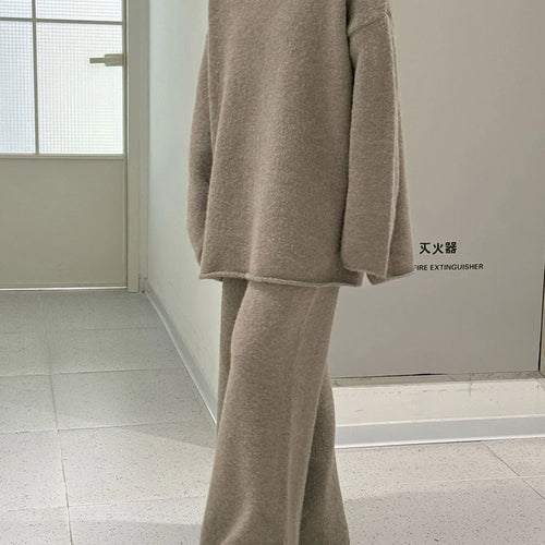 Load image into Gallery viewer, High Elastic Waist Purple Warm Knitting Long Wide Leg Pants New Trousers Women Fashion Tide Autumn Winter 2025 1DH9200
