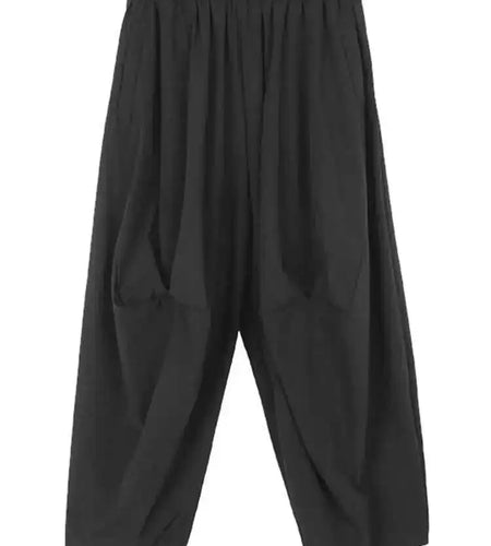 High Elastic Waist Black Pleated Pocket Long Wide Leg Pants New Trousers Women Fashion Tide Spring Autumn 2025 1DH5320