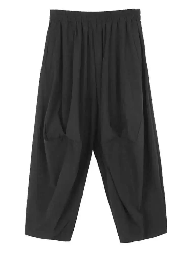 High Elastic Waist Black Pleated Pocket Long Wide Leg Pants New Trousers Women Fashion Tide Spring Autumn 2025 1DH5320