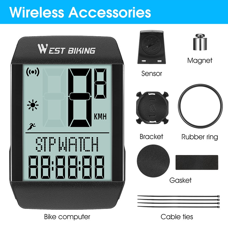 5 Language Bicycle Computer Waterproof Wireless Wired Cycling Odometer Auto Wake & Sleep Bike Speedometer Stopwatch