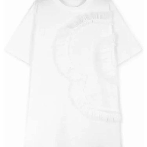 Load image into Gallery viewer, Women Gray Mesh Ruffles Big Size Mini T-shirt Dress New Round Neck Short Sleeve Fashion Tide Spring Summer 2025 1DH9812
