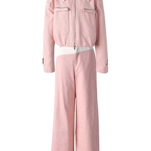 Load image into Gallery viewer, Big Size Leather Jacket Wide Leg Pants Two Piece Suit New Lapel Long Sleeve Women Fashion Tide Spring Autumn 2025 CPG3127
