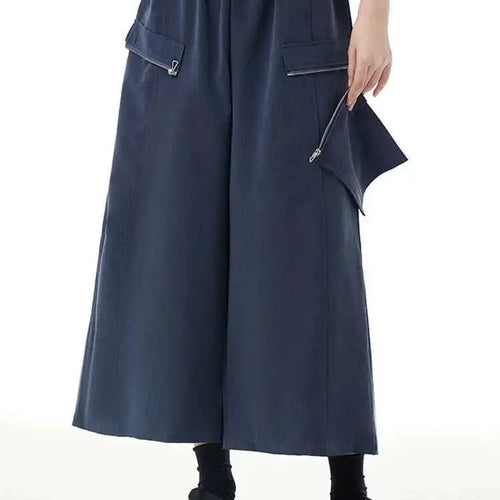 Load image into Gallery viewer, High Elastic Waist Blue Detachable Pocket Wide Leg Pants New Trousers Women Fashion Tide Spring Autumn 2025 1DH4773
