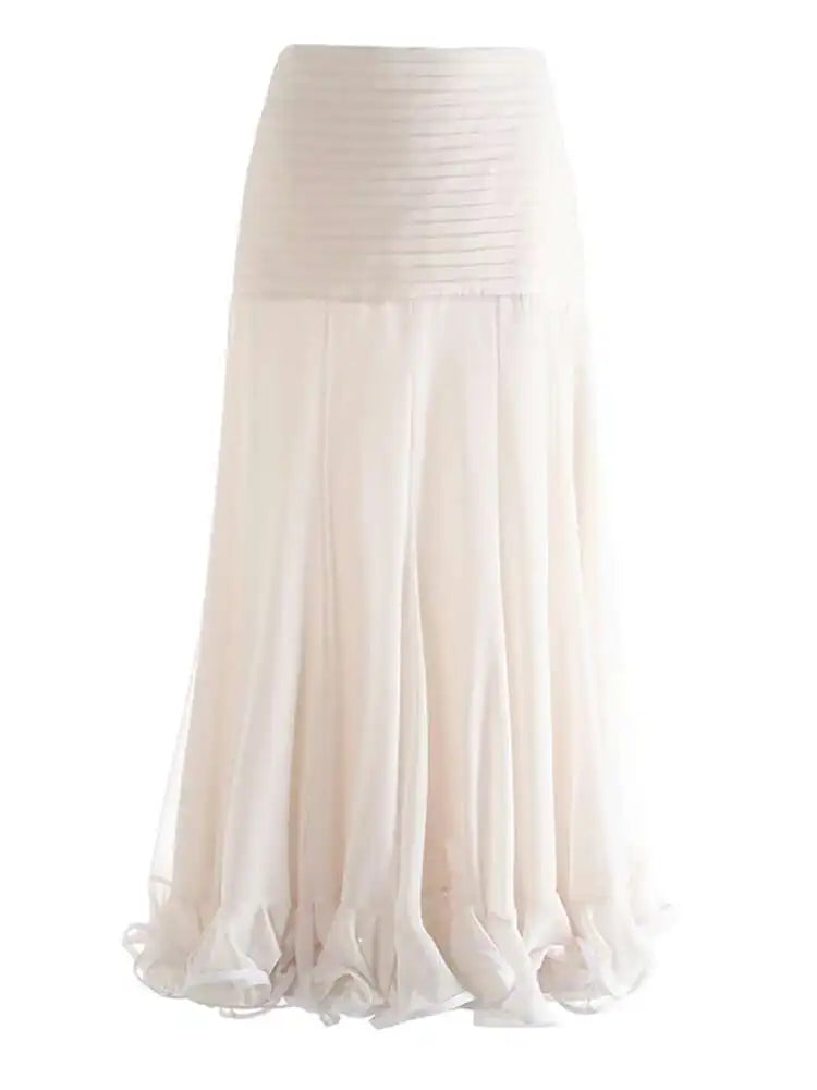 High Waist Black Pleated Chiffon Mesh Elegant Long Half-body Skirt Women Fashion Tide New Spring Autumn 2025 1DH9156