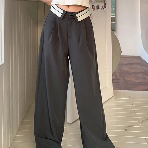 Load image into Gallery viewer, Patchwork Colorblock Wide Leg Pants For Women High Waist Loose Casual Trousers Female Autumn Clothes Style
