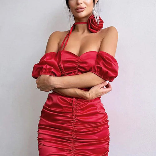 Load image into Gallery viewer, Sexy Sleeveless Satin Pleated Dress For Women's Summer 2024 New Floral Strapless Slim Fitting Dress Party Evening Dress
