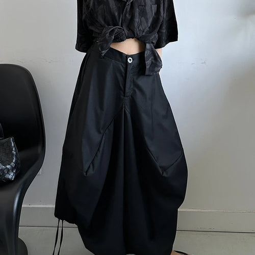 Load image into Gallery viewer, High Elastic Waist Black Irregular Bandage Shaped Wide Leg Pants New Trousers Women Fashion Spring Autumn 2025 1DJ1234
