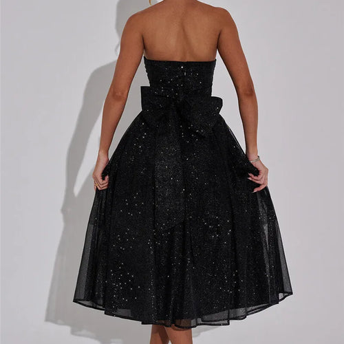 Load image into Gallery viewer, Off-shoulder Backless Bow Sexy Maxi Dress For Women Strapless Sleeveless A-line Loose Pleated Sexy Long Dress Clubwear
