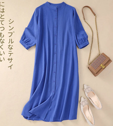 Solid Long Shirt Women Linen Dress Loose Cotton Linen Robe Casual Summer Blouses And Shirts Vintage Clothes Female Chic