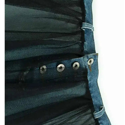 Load image into Gallery viewer, High Elastic Waist Black Mesh Denim Casual A-line Half-body Skirt Women Fashion Tide New Spring Autumn 2025 1DH6911
