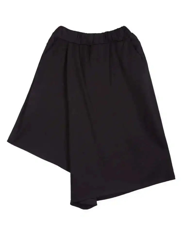 High Elastic Waist Black Irregular Casual Pants New Loose Fit Trousers Women Fashion Tide Spring Autumn 2025 1DF4734