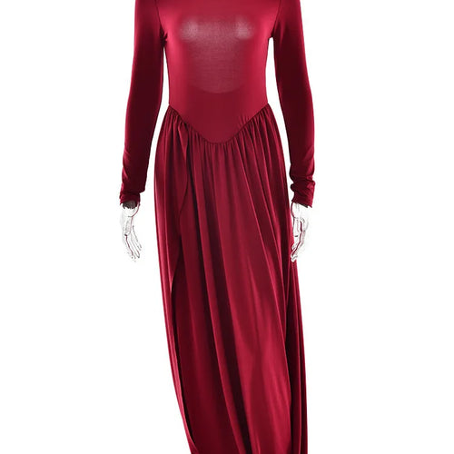 Load image into Gallery viewer, Elegant Long Sleeved Elastic Tight High Slit Women Dress Autumn Winter New 2025 Sexy Backless Party Club Evening Dress
