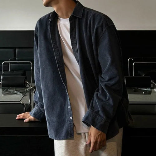 Load image into Gallery viewer, Men&#39;s Jacket New Spring Loose Long Sleeved Design Single Breasted Clothing Korean Solid Color Turn-down Collar Chic 9W1438
