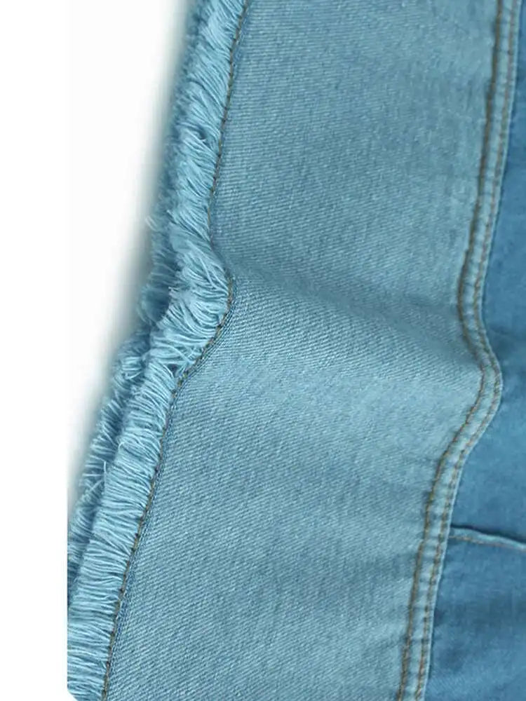 High Waist Dark Blue Denim Color-block Burr Wide Leg Jeans New Women Trousers Fashion Tide Spring Autumn 2025 1DH9651