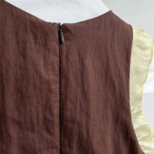 Load image into Gallery viewer, Women Coffee Color-block Elegant Long Vest Dress New Round Neck Sleeveless Fashion Tide Spring Summer 2025 1DJ0743
