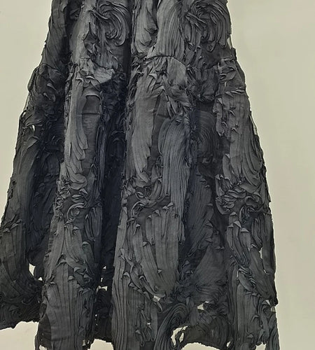 High Elastic Waist Black Pleated Shaped A-line Elegant Half-body Skirt Women Fashion Tide New Spring Autumn 2025 1DH8548