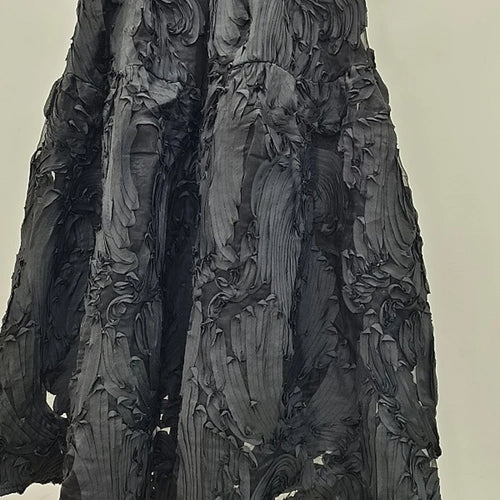 Load image into Gallery viewer, High Elastic Waist Black Pleated Shaped A-line Elegant Half-body Skirt Women Fashion Tide New Spring Autumn 2025 1DH8548
