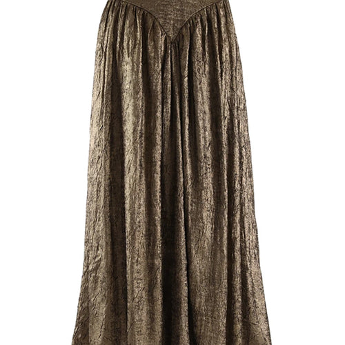 Load image into Gallery viewer, Women Dark Gold Color Pleated Elegant Long A-line Half-body Skirt High Wais Fashion Tide New Spring Autumn 2025 1DF9488
