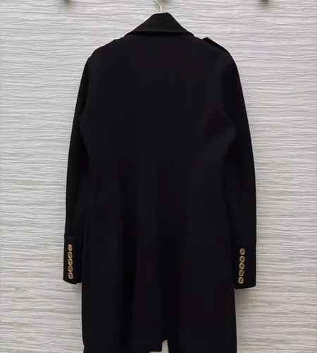 Solid Slimming Spliced Double Breasted Jackets for Women Lapel Long Sleeves Split Patchwork Pockets Jacket Female