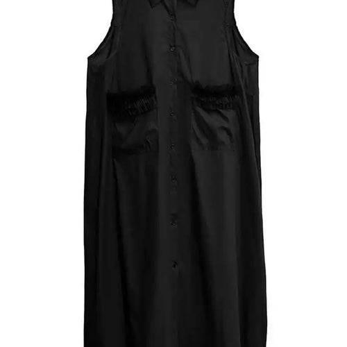 Load image into Gallery viewer, Women White Mesh Color-block Backless Big Size Shirt Dress New Lapel Sleeveless Fashion Tide Spring Summer 2025 1DH9518
