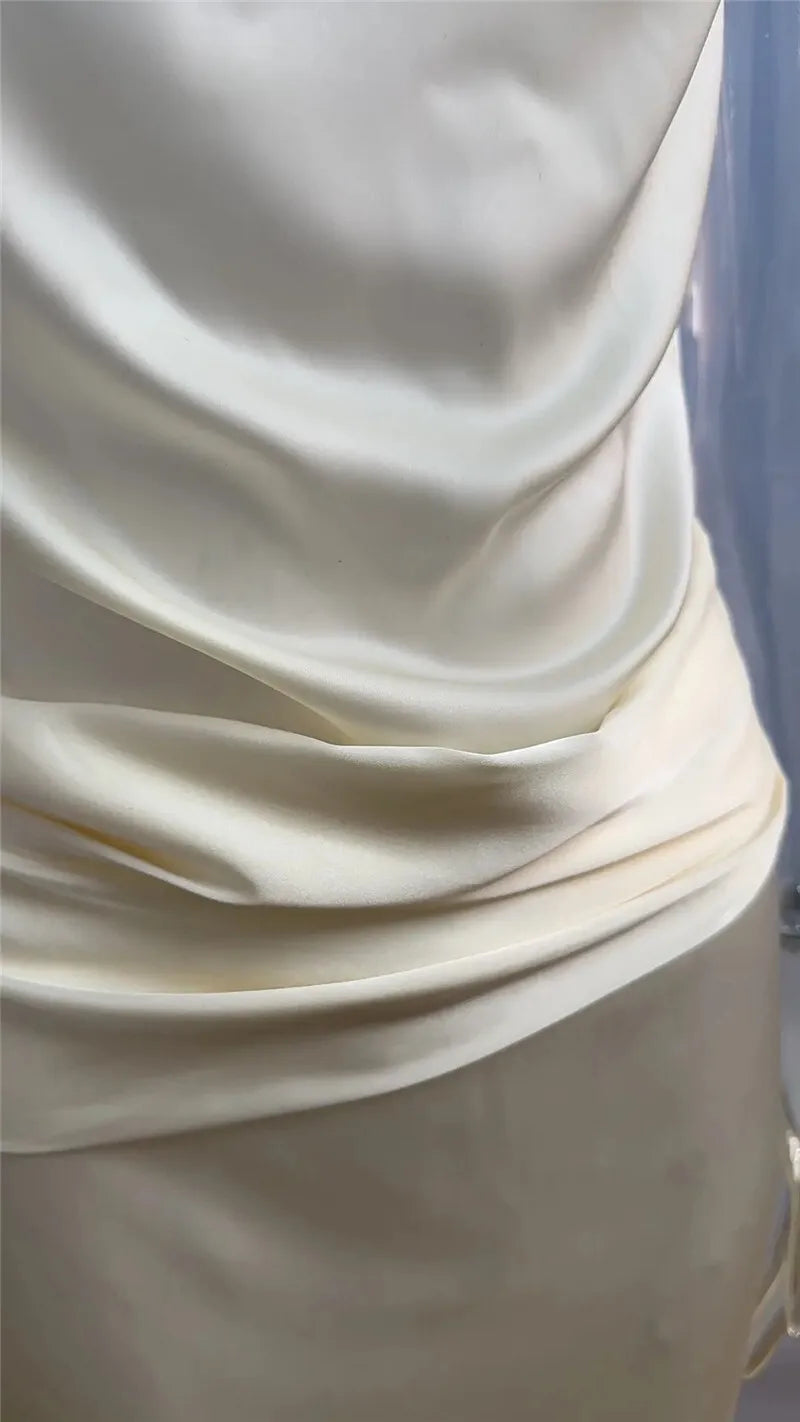 Satin Backless Sexy Maxi Dress For Women Elegant Rose Thigh High Split Beach Holiday Long Dress Gorgeous Club Gown