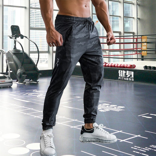 Load image into Gallery viewer, Gym Fitness Workout Sweatpants Running Athletic Apparel Outdoor Training Sports Trousers Elastic Waist Zipper Pockets Long Pants
