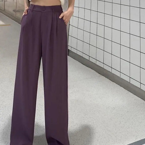 Load image into Gallery viewer, Purple Dropping Floor Pants For Women Spring Autumn 2023 Black High-waisted Suit Pants Versatile Straight Casual Yellow Trousers
