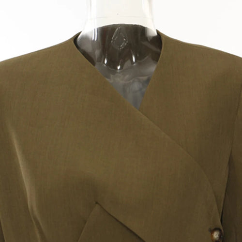 Load image into Gallery viewer, Women Wine Red Cross Irregular Elegant Blazer New V-neck Long Sleeve Jacket Fashion Tide Spring Autumn 2025 1DH7482
