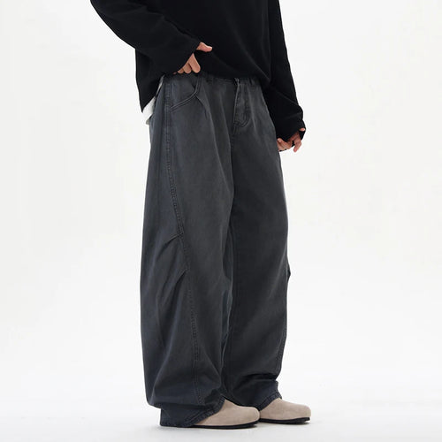 Load image into Gallery viewer, Men's Causal Pants New American Style Washed Design Pleated Curved Knife Trendy Male Loose Wide Leg Trousers Summer 9W1901

